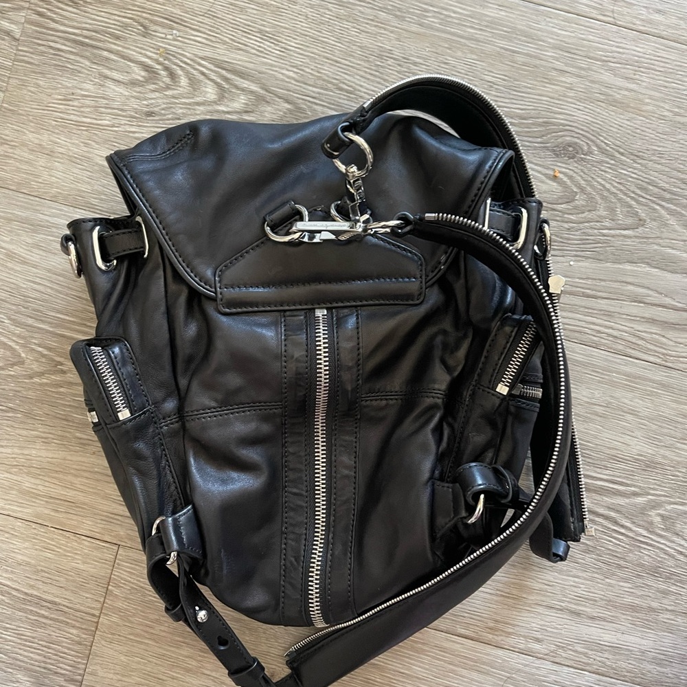 Alexander Wang Black Leather Backpack with Silver Hardware with tag,